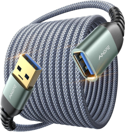 USB Extension Cable 10FT USB 3.0 Extender Male to Female Cord Grey